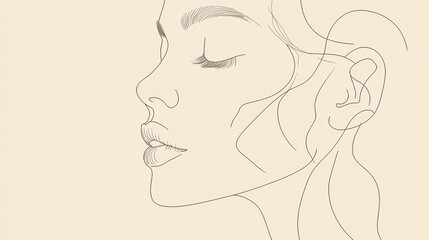 Elegant line art of female profile with soft minimalist style