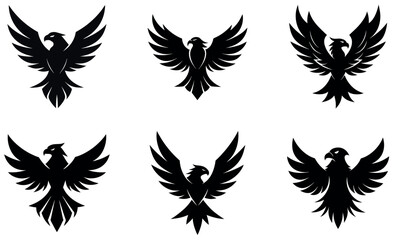Powerful Black Eagle Silhouette Design Set for Branding