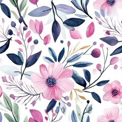 Abstract floral watercolor pattern design for fabric or wallpaper