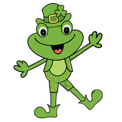 Happy Leprechaun Frog cartoon character illustration