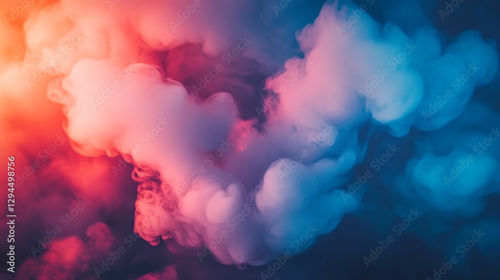 Poster vibrant clouds blend in a mesmerizing display of colors, swirling gracefully against a twilight back
