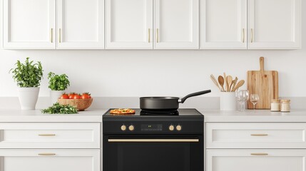 Modern Kitchen with Fresh Ingredients and Cooking Setup