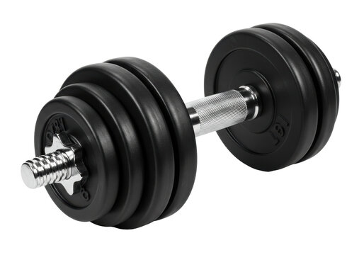 Isolated Adjustable Dumbbell with Black Plates and Silver Handle