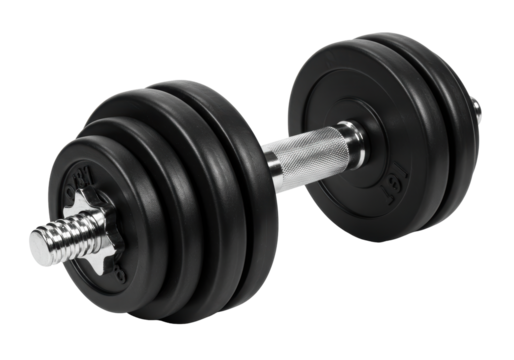 Isolated Adjustable Dumbbell with Black Plates and Silver Handle