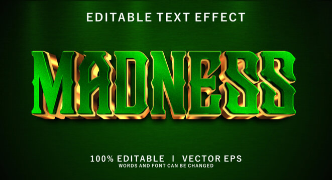 madness 3d vector text effect with modern style design