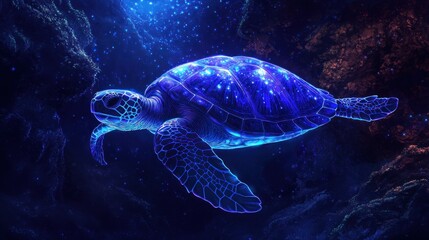 Fototapeta premium Cosmic Turtle: A Celestial Sea Creature
