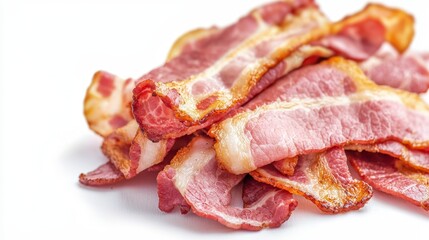 Obraz premium Crispy Bacon Strips Cooked Food Photography Breakfast Meat