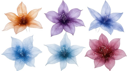 Fototapeta premium Colorful flower quartet, a vibrant bloom on dark canvas