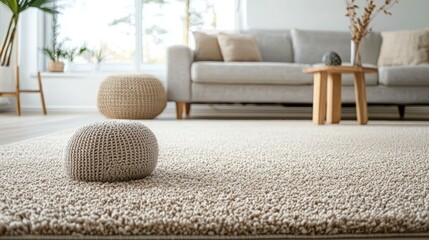 Cozy Living Room with Soft Rug and Minimalist Furniture Design