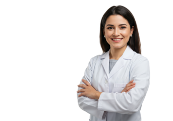 Isolated Confident Female Doctor with Arms Crossed Smiling