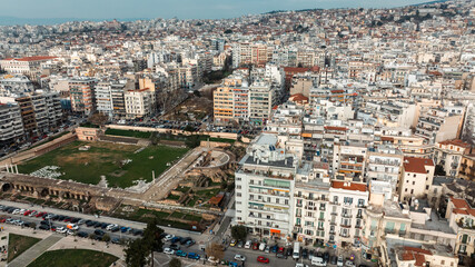 Fototapeta premium Establishing View of Thessaloniki, waterfront, Greece