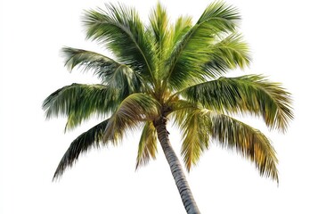 Tropical Palm Silhouette: A vibrant palm tree stands tall against a clean backdrop, its fronds gracefully fanning out. Capturing the essence of tropical paradise.
