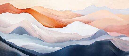 Abstract Line Art Mountain Landscape Pastel Hues, Digital Painting, Flowing Lines, Art Print Abstract art, digital painting