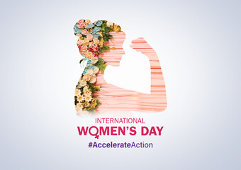 Accelerate action - International women's day concept poster. 2025 women's day campaign theme -...