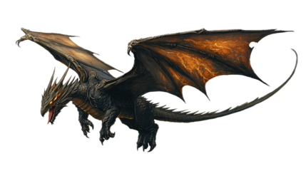 Epic dragon flight over majestic mountain landscape fantasy art digital illustration dramatic atmosphere aerial view adventure concept