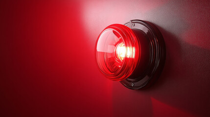 Emergency Beacon: An emergency beacon glows red on the wall, signaling alert. Safety first with this dependable safety device. Visible even in darkness.