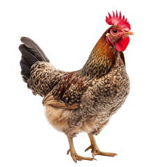 detailed image of chicken with vibrant feathers and prominent comb, showcasing its natural beauty and characteristics