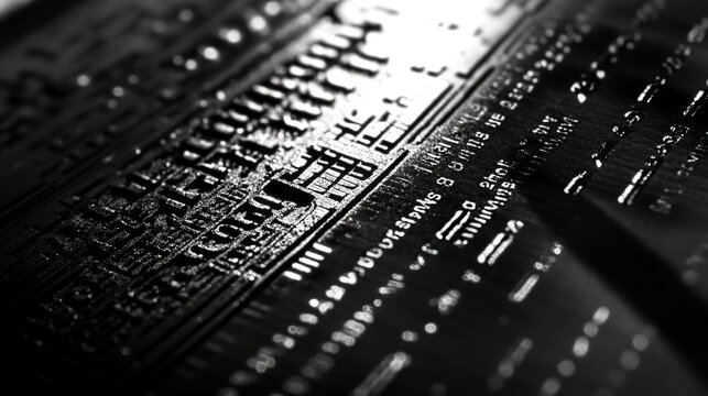 Macro Close-Up of Morse Code Etching