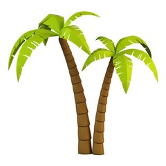 Illustration 3D Two Palm Trees with Grass