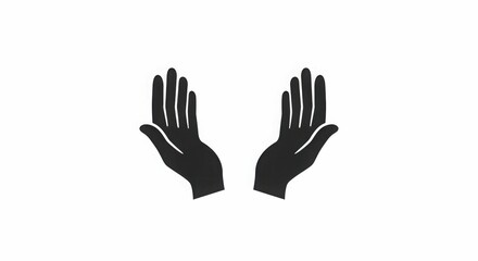 Obraz premium Silhouette of two raised hands on a white background