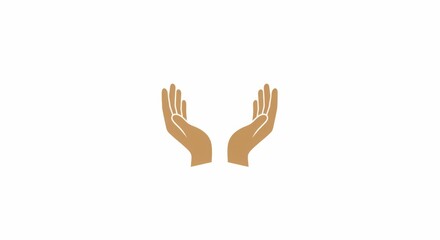 Obraz premium Pair of brown hands in uplifted gesture on white background