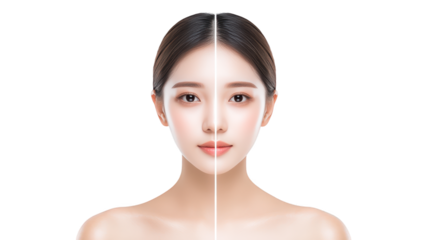 Dramatic transformation, a woman's facial journey before & after comparison highlighting remarkable changes