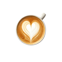 Heart shaped coffee cup on a transparent background. Heart Latte Art in a White Cup, Perfect for a Coffee Shop Stock Photo.