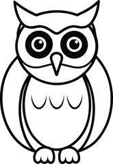 Owl with large eyes silhouette illustration