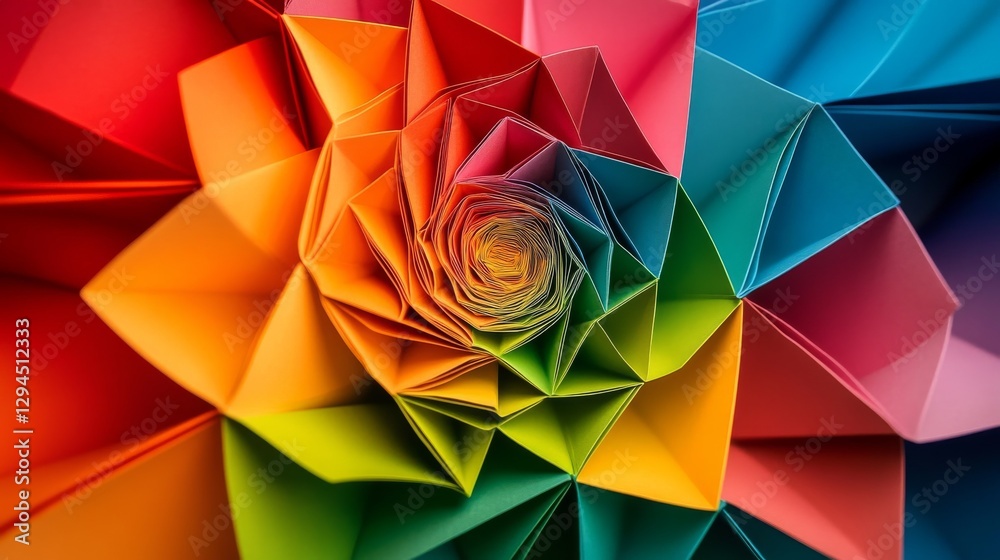 Poster a close-up photo of folded paper creating geometric patterns. the 3d effect makes an abstract backgr
