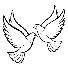 Obraz premium Beautiful Illustration of Two Doves with Awareness Ribbon in a Symbol of Hope and Peace