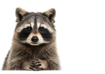 Isolated Adorable Raccoon with Folded Paws