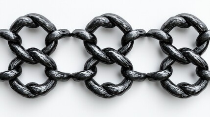 Obraz premium Black chain link pattern, studio shot, white background, design element