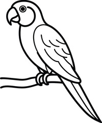 Parrot sitting on a branch silhouette illustration.