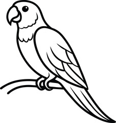 Parrot sitting on a branch silhouette illustration.