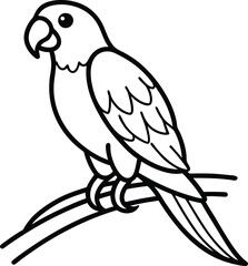 Obraz premium Parrot sitting on a branch silhouette illustration.