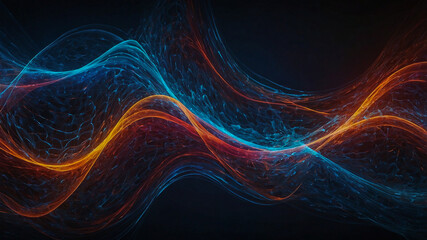 Abstract flowing energy waves in blue and orange