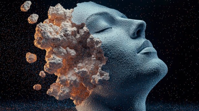 AI Generated Face  Cosmic Particles  Futuristic Portrait  Abstract Art