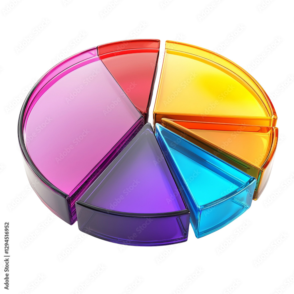 Fototapete Colorful pie chart with transparent segments representing data visualization
