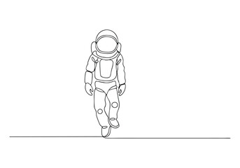 Continuous One Line Cosmonaut | Minimalist Astronaut Vector Illustration