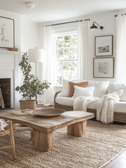 Fototapeta premium Modern living room shows a minimalist yet sophisticated approach to design