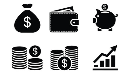 Money Saving, Investment Growth, and Financial Success Vector Illustration