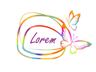 Fototapeta premium Frame with butterflies colored. hand drawing. Not AI. Vector illustration