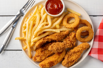 Chicken tenders. Fried chicken breast strips 
