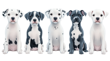 Adorable dog quartet, five canine companions strike a pose in delightful group portrait