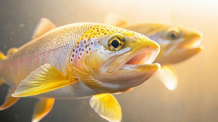 Golden Trout Close up  Vibrant Fish  Aquatic Life  River  Nature  Wildlife  Underwater  Cl