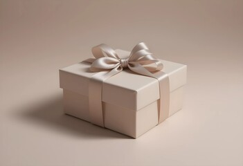 A neatly wrapped gift box with a satin ribbon bow on a clean background. Simple, elegant, and minimalist, perfect for celebrations, holidays, and special occasions.