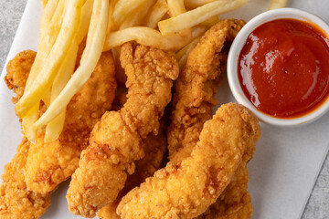 Chicken tenders. Fried chicken breast strips 