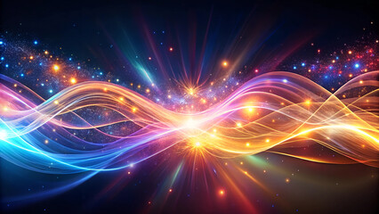 Fototapeta premium Colorful Abstract Light Waves on Dark Background: Showcasing Dynamic Energy and Motion with Vibrant Colors