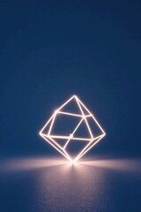 Fototapeta premium Illuminated Geometric Structure on a Dark Background A Modern Abstract Design Featuring a Luminous Wireframe Shape Emitting Soft Light