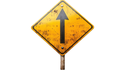 Yellow and black right arrow sign, clear direction guidance for traffic safety right